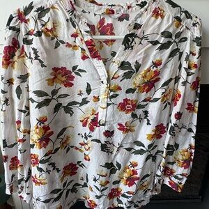 Floral half button Blouse